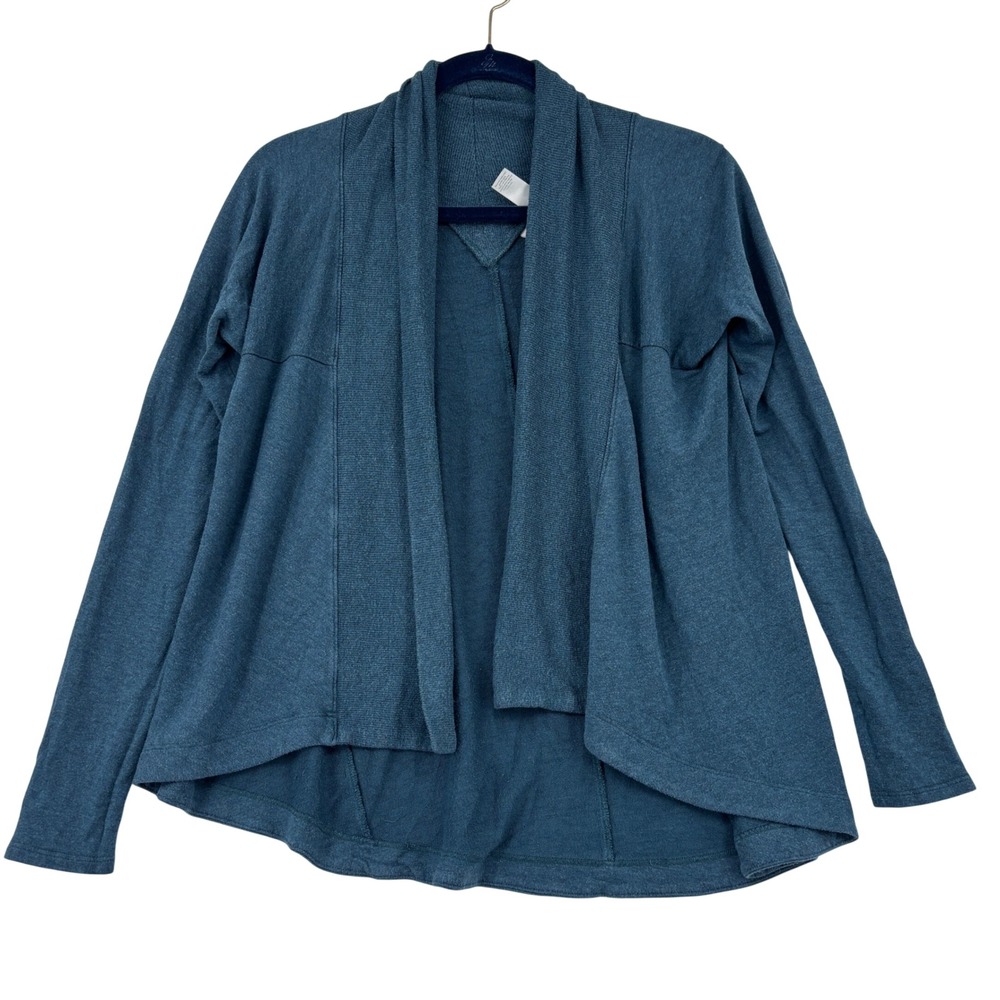 Athleta Pranayama Wrap Cardigan Women XS Teal Blue Open Front Draped High Low